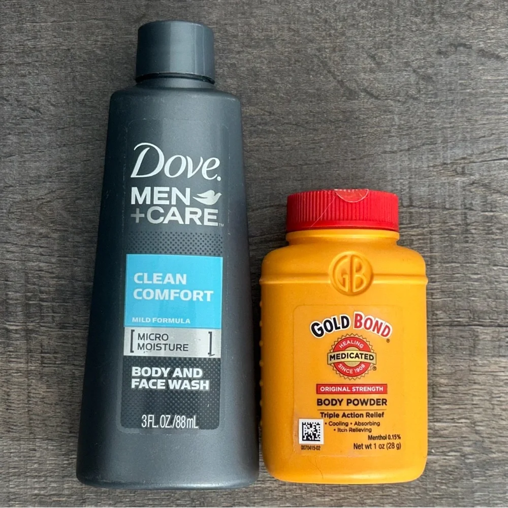 💞 New Dove Men+Care & Gold Bond 2-Piece Travel Hygiene Set